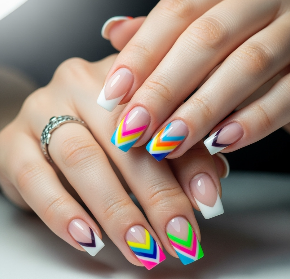 Chevron French Tip Nails