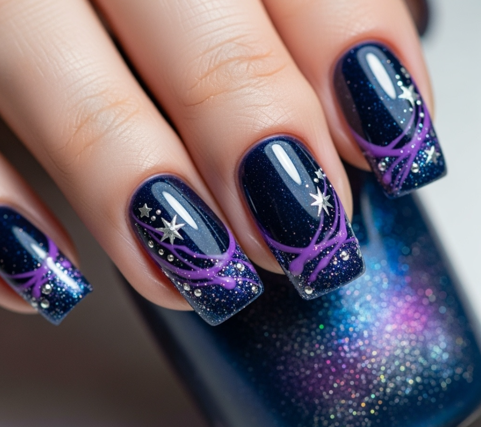 Galaxy French Tip Nails