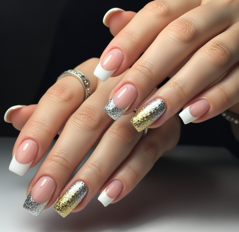 Glitter French Tip Nails