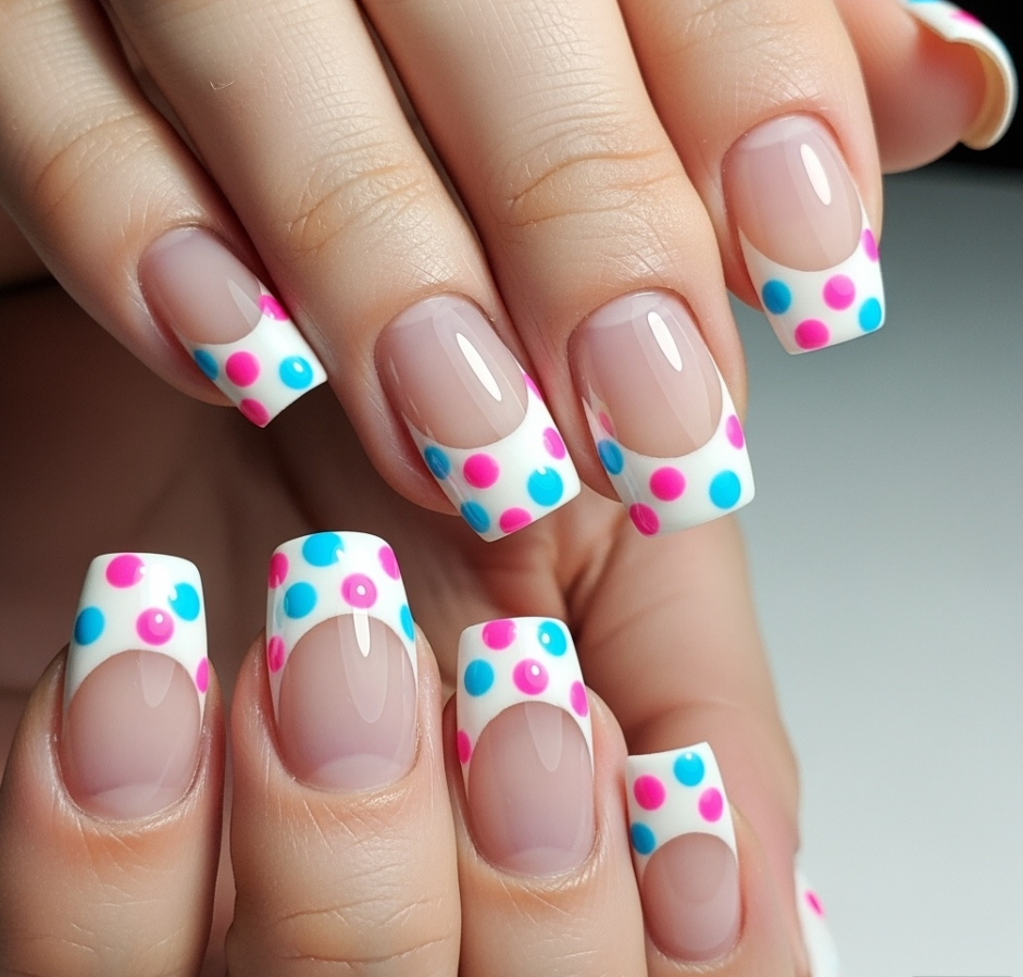 Polka Dot French Tip Nails
