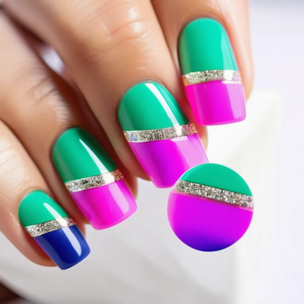 color french tip nail designs