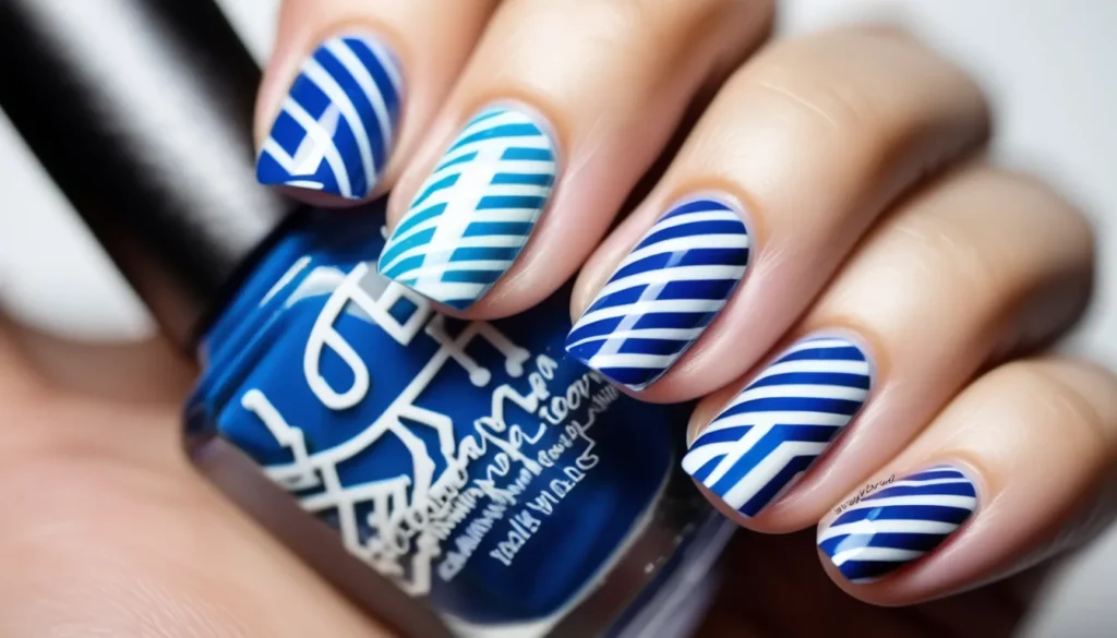 White and Blue Chevron