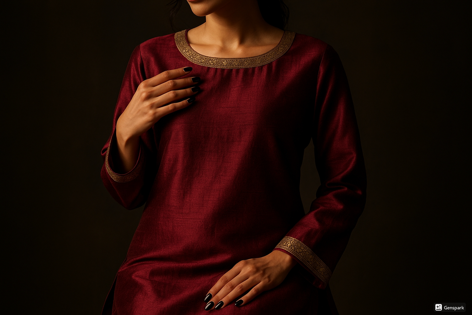 Wine Red Raw Silk with Antique Borders