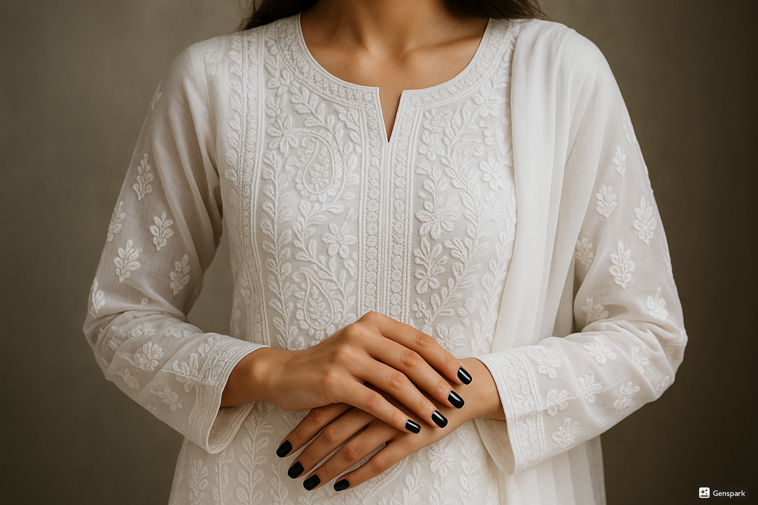 white chikan kari