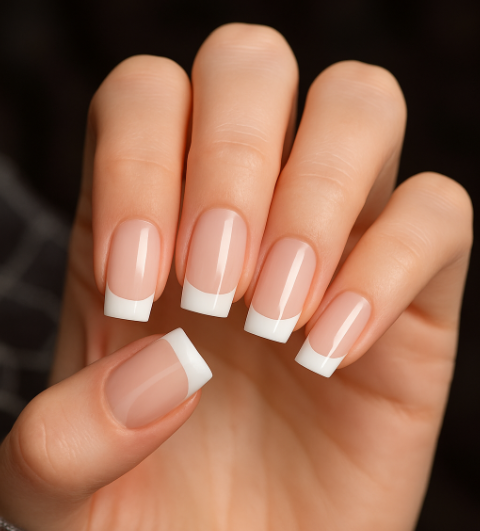 Perfect French tip on coffin nails